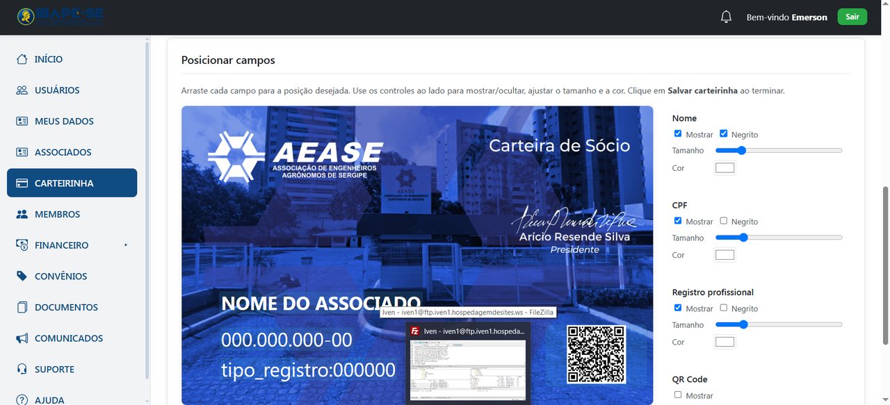 Carteirinha digital e portal do associado