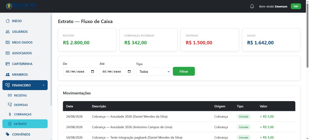 Extrato financeiro